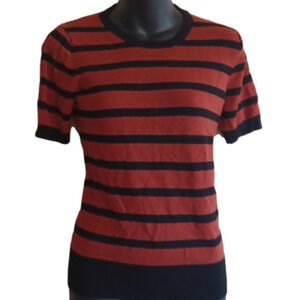 Philosophy beautifully made Siena/ burnt orange and black striped sweater.small.